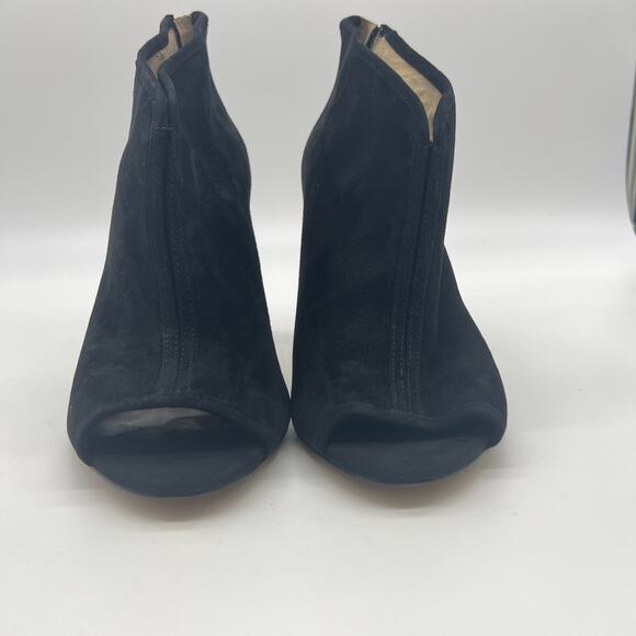 G.I.L.I. Peep Toe Zip Back Suede Booties Size 11 M Fantina Black - Picture 7 of 11